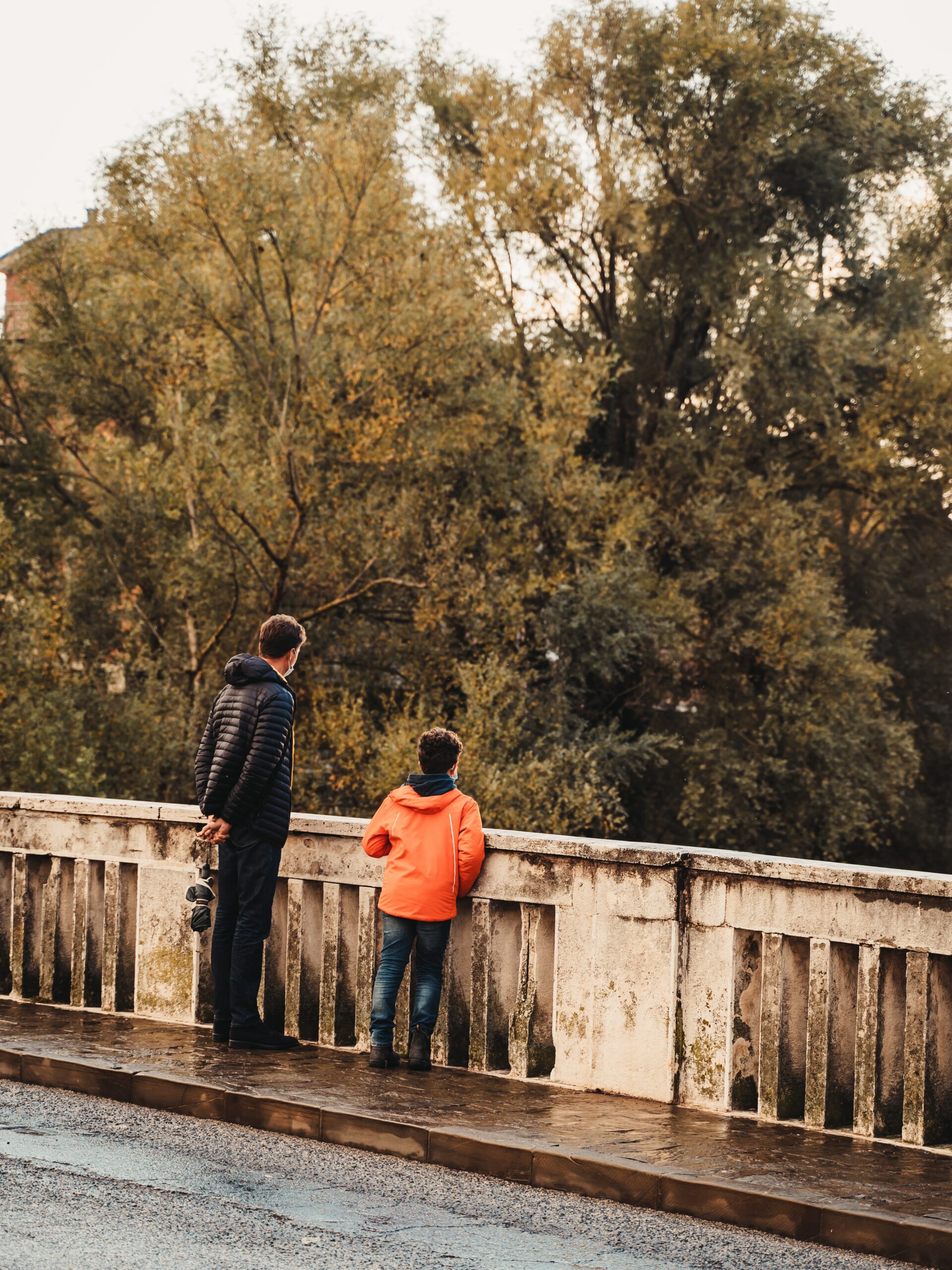 papà e figlio su ponte